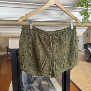 Prana Okana Olive Green Lace Swim Shorts Beach Vacation Pool Size L